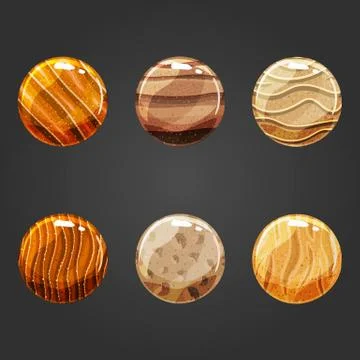 Set of round volume sand buttons Stock Illustration
