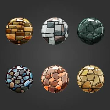 Set of round volume stone buttons Stock Illustration