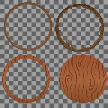 A set of round wooden frames for avatars and social media inserts. Stock Illustration
