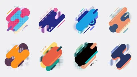 Set of rounded lines geometric elements isolated on white background イラスト素材