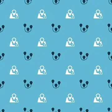 Set Route location and Folded map with marker on seamless pattern. Vector Illustrazione stock