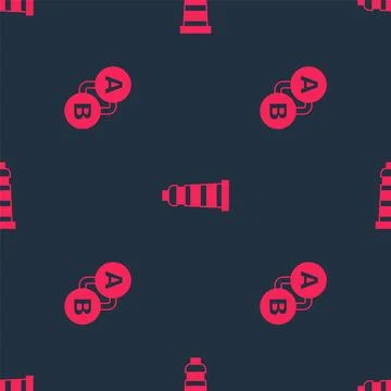 Set Route location and Lighthouse on seamless pattern. Vector Stock Illustration