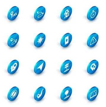 Set Route location, Folded map with marker, Compass, Map pointer house, Win.. Stock Illustration