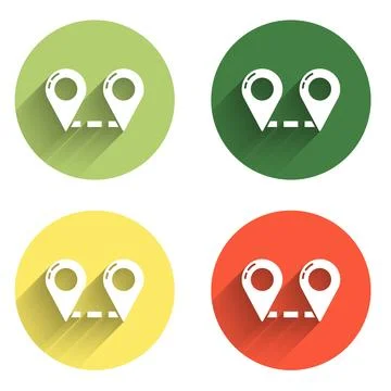 Set Route location icon isolated with long shadow background. Map pointer s.. イラスト素材