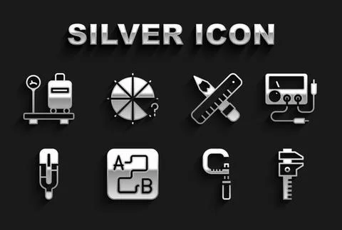 Set Route location, Multimeter, voltmeter, Calliper or caliper and scale 스톡 일러스트