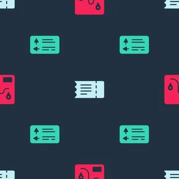 Set Route location, Train ticket and Road traffic signpost on seamless pattern Stock Illustration