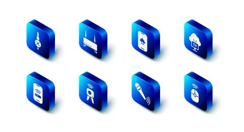 Set Router and wi-fi signal, Cloud technology data, Smart Tv, Wireless computer 스톡 일러스트