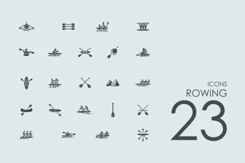 Set of rowing icons Stock Illustration