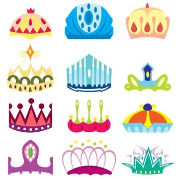 Set of  royal crown collection Stock Illustration