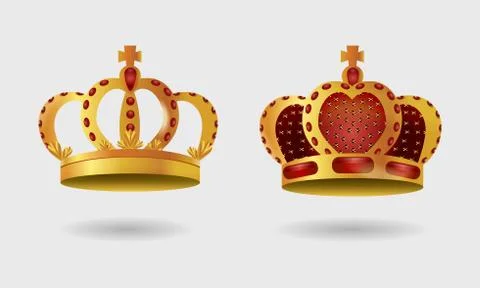 Set of Royal golden crown with Gradient Mesh Stock Illustration