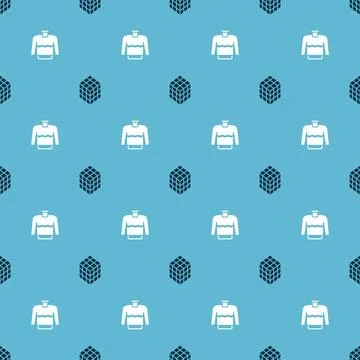 Set Rubik cube and Sweater on seamless pattern. Vector Illustrazione stock