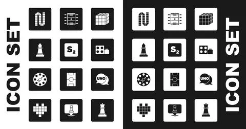 Set Rubik cube, Bingo, Chess, Board game, Toy building block bricks, Hockey Ilustración de archivo