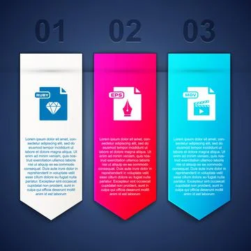Set RUBY file document, EPS and MOV. Business infographic template. Vector イラスト素材