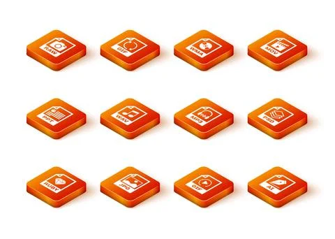 Set RUBY file document, JPG, PPT, WAV, GIF and MP3 icon. Vector Illustrazione stock
