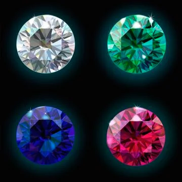 Set ruby sapphire emerald diamond. Vector Stock Illustration