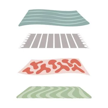 A set of rugs or rugs in a rectangular shape, with different colors. 스톡 일러스트