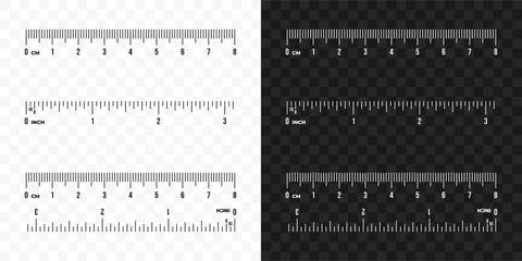Set of ruler scale 8 cm and 3 inch vector design Stock Illustration