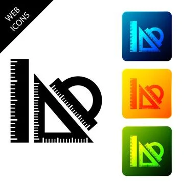 Set ruler, triangular ruler and protractor icon isolated on white background Stock Illustration