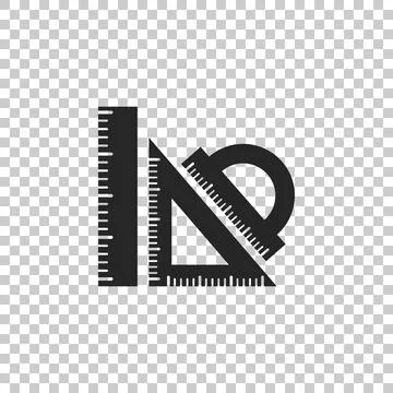 Set ruler, triangular ruler and protractor icon isolated on transparent 스톡 일러스트