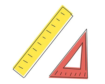 Set of rulers. Triangular. Doodle. Stationery items. Office tools. Measuring Stock Illustration
