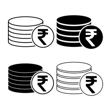 Set of Rupee stack coin, flat icon money design, cash sign vector illustratio 스톡 일러스트
