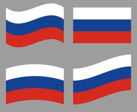 Set of Russian flag vector illustration. Collection of Russia flag icons. Stock Illustration