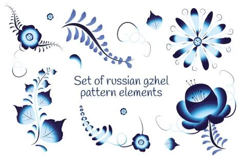 Set of russian gzhel elements Illustrazione stock