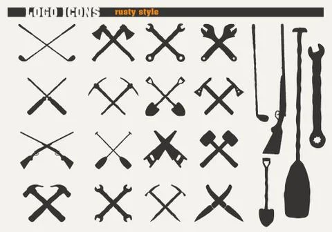 Set of rusty icons Stock Illustration
