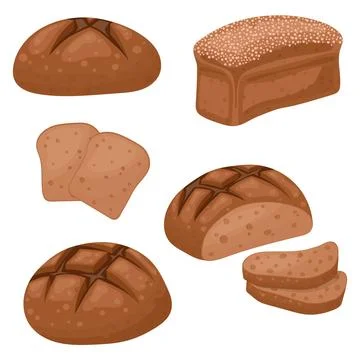 A set of rye bread, a bakery icon, sliced fresh rye bread. Vector isolated on Stockillustratie