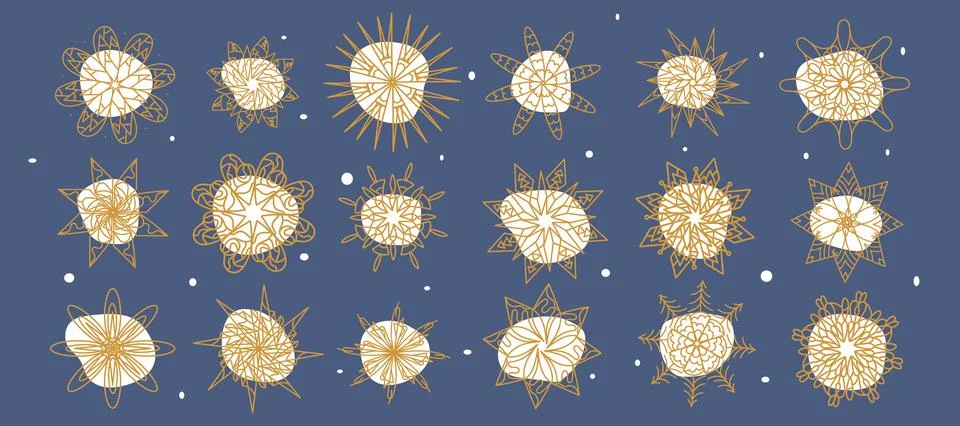 Set of sacred geometry forms with star. Vector golden collection of mystical Stock Illustration