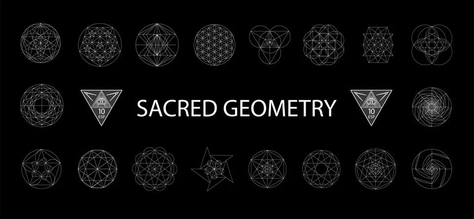 Set of sacred geometry. Vector Illustration isolated on white. Sacred geometry 库存插图