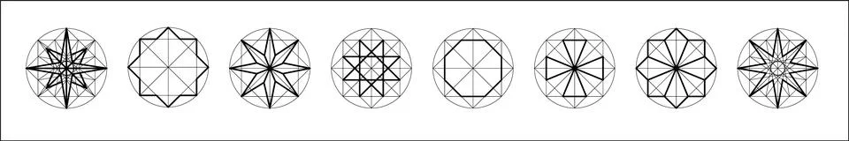 Set of sacred geometry. Vector Illustration isolated on white. Sacred geometry Stock Illustration