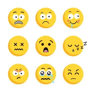 Set of sad smiling emoticon faces Stock Illustration