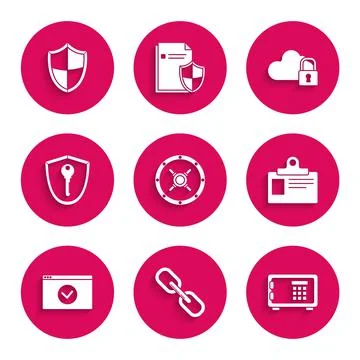 Set Safe, Chain link, Identification badge, Secure your site with HTTPS, SSL 库存插图