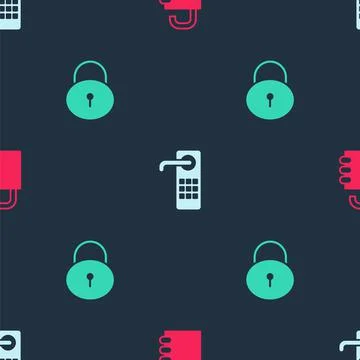 Set Safe combination lock, Digital door and Lock on seamless pattern. Vector Stock Illustration