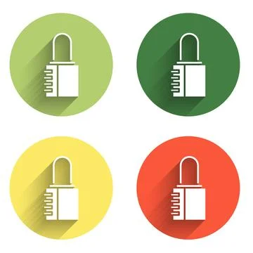 Set Safe combination lock icon isolated with long shadow background. Combin.. Stock Illustration