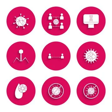 Set Safe distance, Stop virus, Virus, Blood test and, Bacteria bacteriophage Stock Illustration