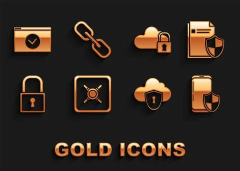 Set Safe, Document protection concept, Smartphone with security shield, Cloud Stockillustratie