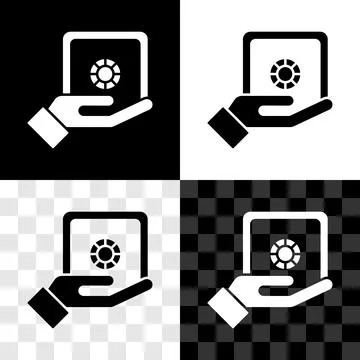 Set Safe in hand icon isolated on black and white, transparent background イラスト素材