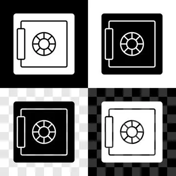 Set Safe icon isolated on black and white, transparent background. The door safe イラスト素材