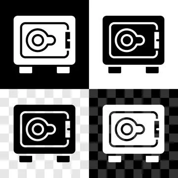 Set Safe icon isolated on black and white, transparent background. The door safe 스톡 일러스트