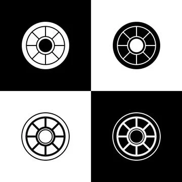 Set Safe icon isolated on black and white background. The door safe a bank vault 스톡 일러스트