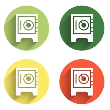 Set Safe icon isolated with long shadow background. The door safe a bank va.. Illustrazione stock