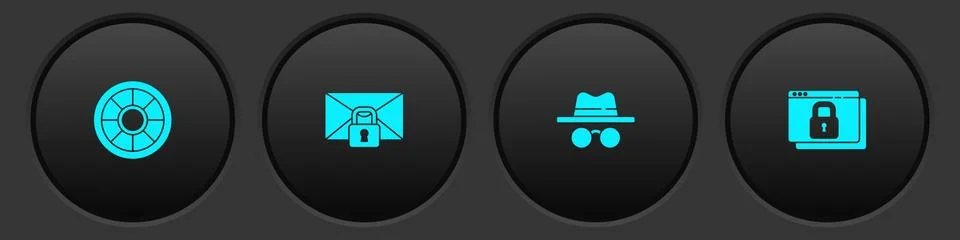 Set Safe, Mail message lock password, Incognito mode and Secure your site with 库存插图