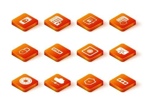 Set Safe, Network cloud connection, Lock and check mark, Spam, Shield with 스톡 일러스트