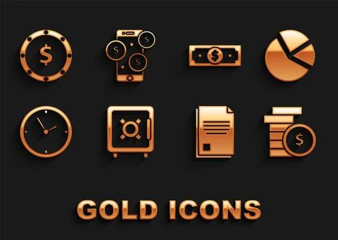 Set Safe, Pie chart infographic, Coin money with dollar symbol, File document イラスト素材