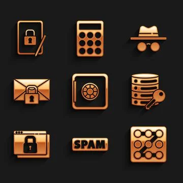 Set Safe, Spam, Graphic password protection, Server security with key, Secure 库存插图