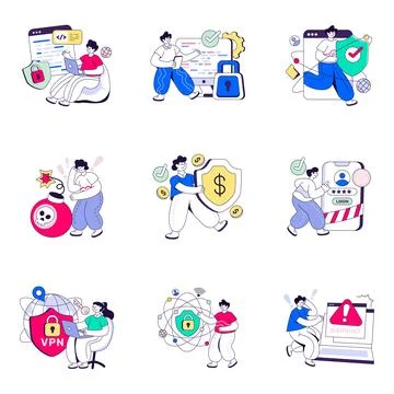 Set of Safety Flat Illustrations イラスト素材