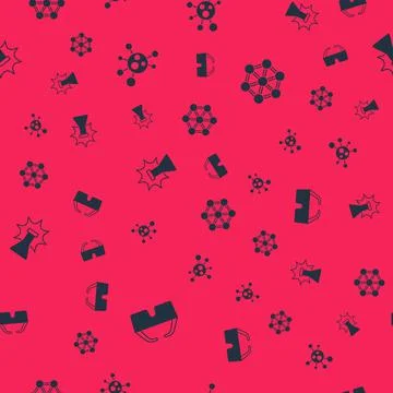 Set Safety goggle glasses, Molecule, Chemical explosion and on seamless pattern 스톡 일러스트