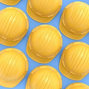 Set of safety helmets or hard caps for carpentry work on blue background Stock Illustration